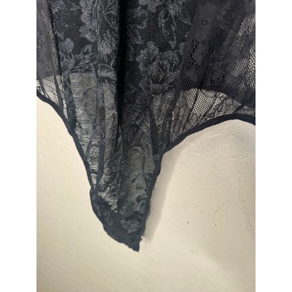 Anthropologie Long-Sleeve Sheer Lace Bodysuit Black Size XL NEW - Picture 7 of 9